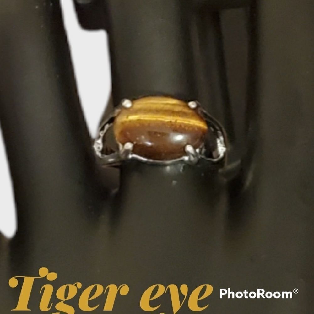 TIGER EYE RING size 7.5 STAINLESS STEEL - Picture 2 of 4
